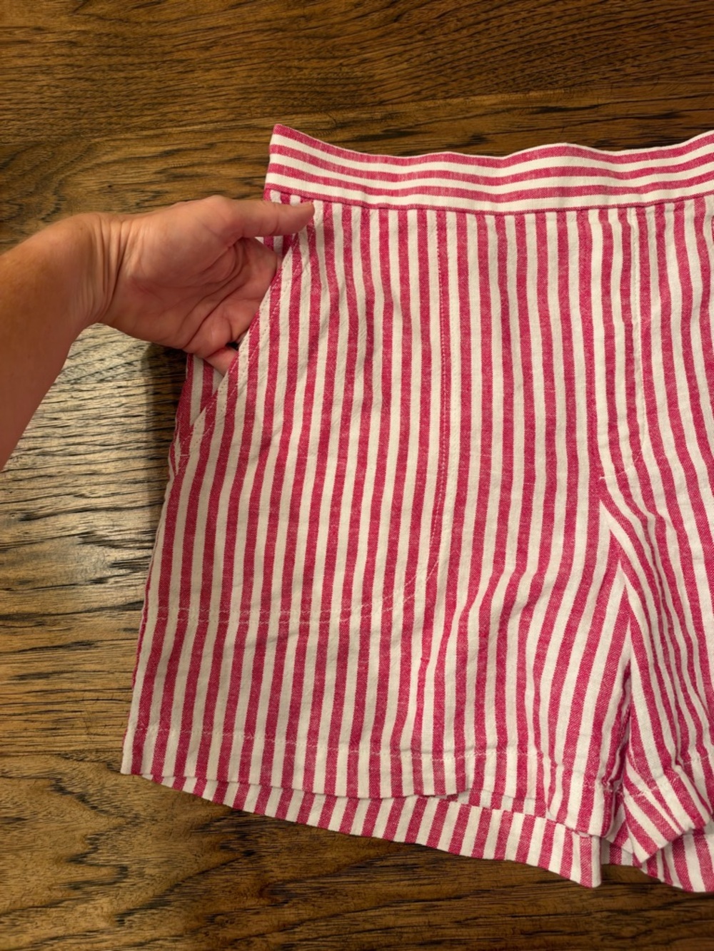 Banana Republic Pink Striped Linen Blend Shorts M Coastal French Riviera - Picture 3 of 12